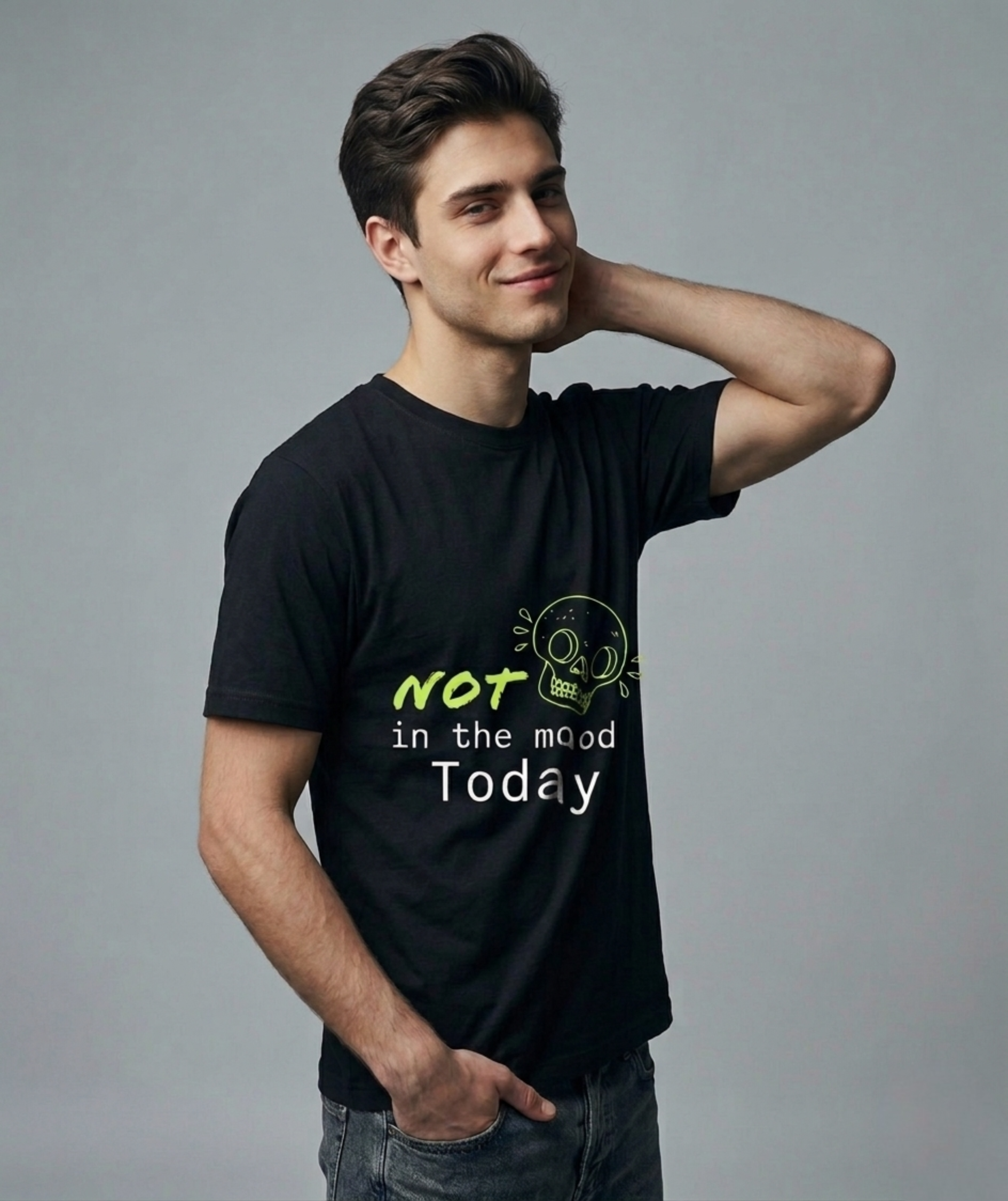 Not in the Mood Today Printed T-Shirt | Unisex Cotton Crew Neck Tee