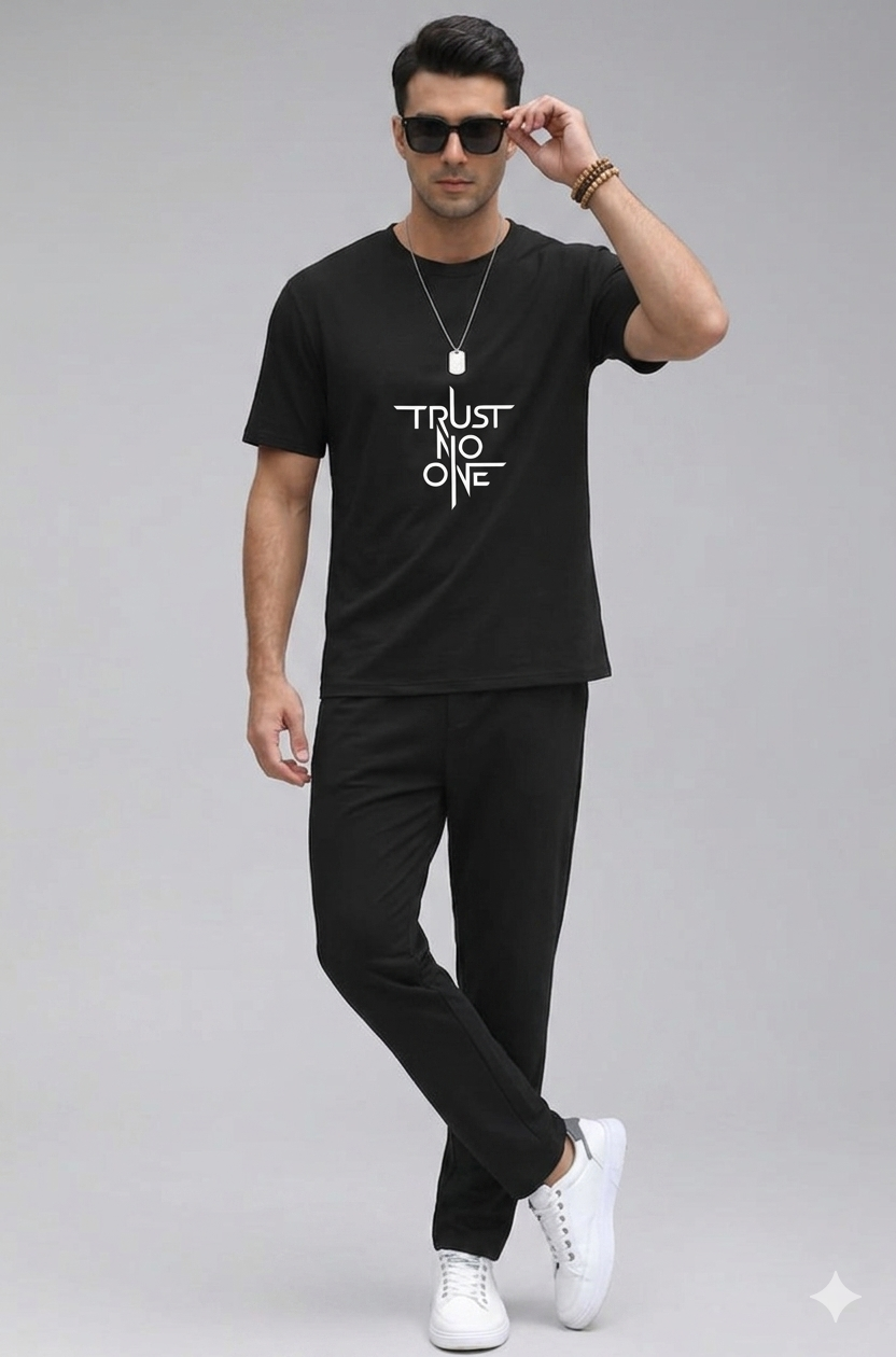 Trust No One - Men's Black Graphic T-shirt